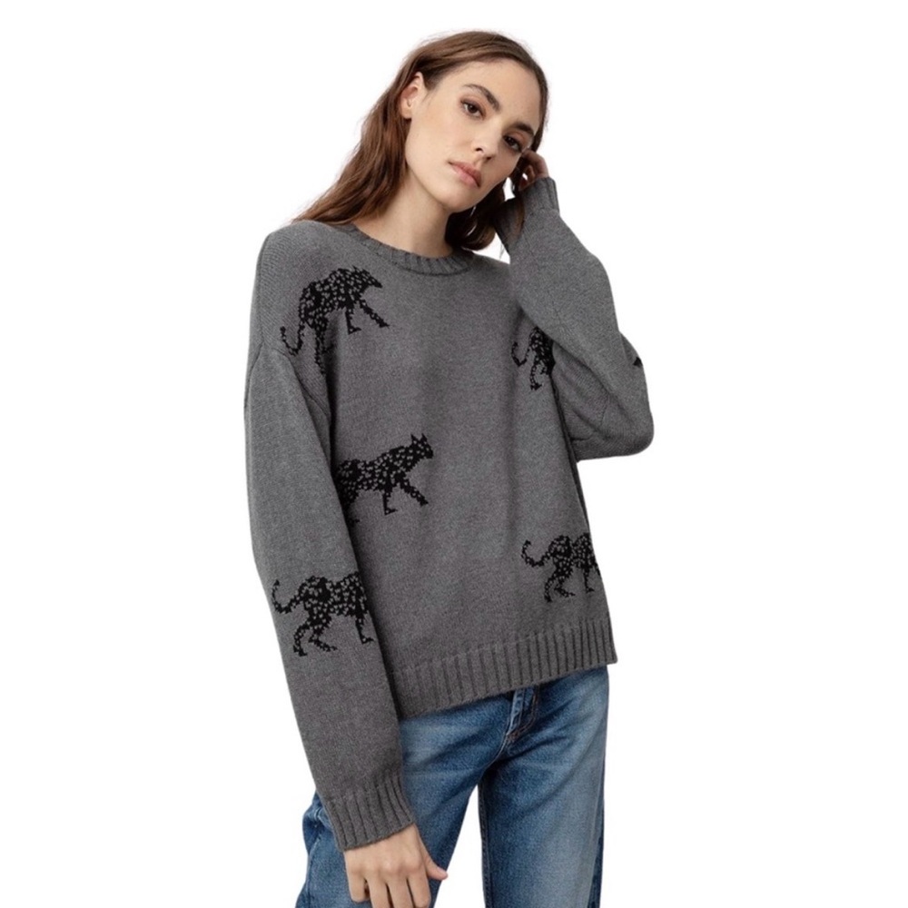 Rails Charcoal Animal Motif Sweater